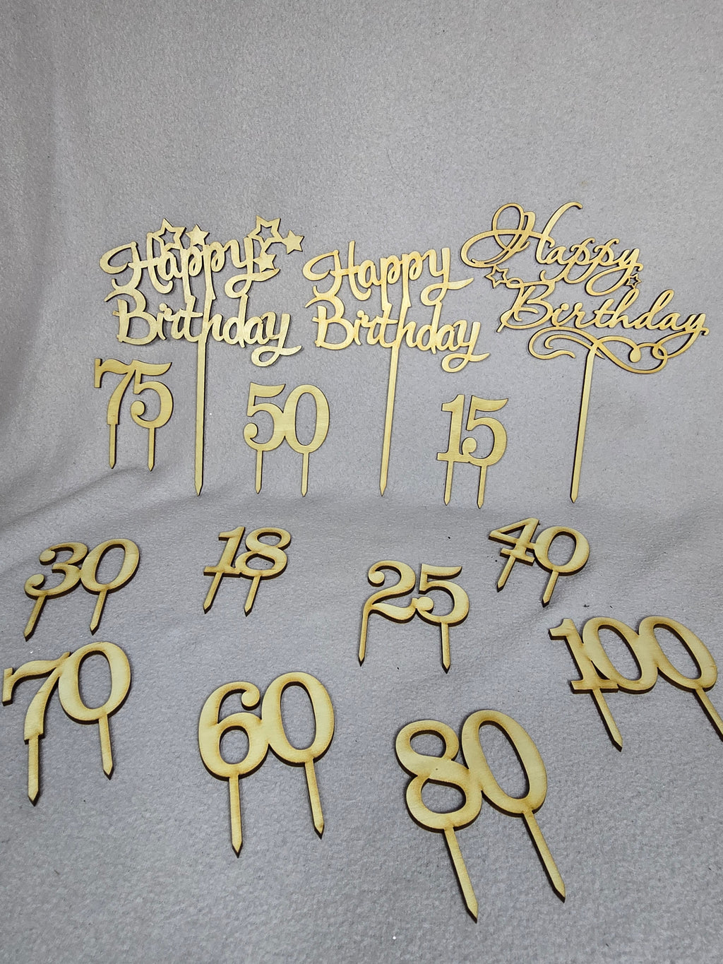 Happy Birthday Cake Topper aus Holz – 3 Designs + Wunschzahl
