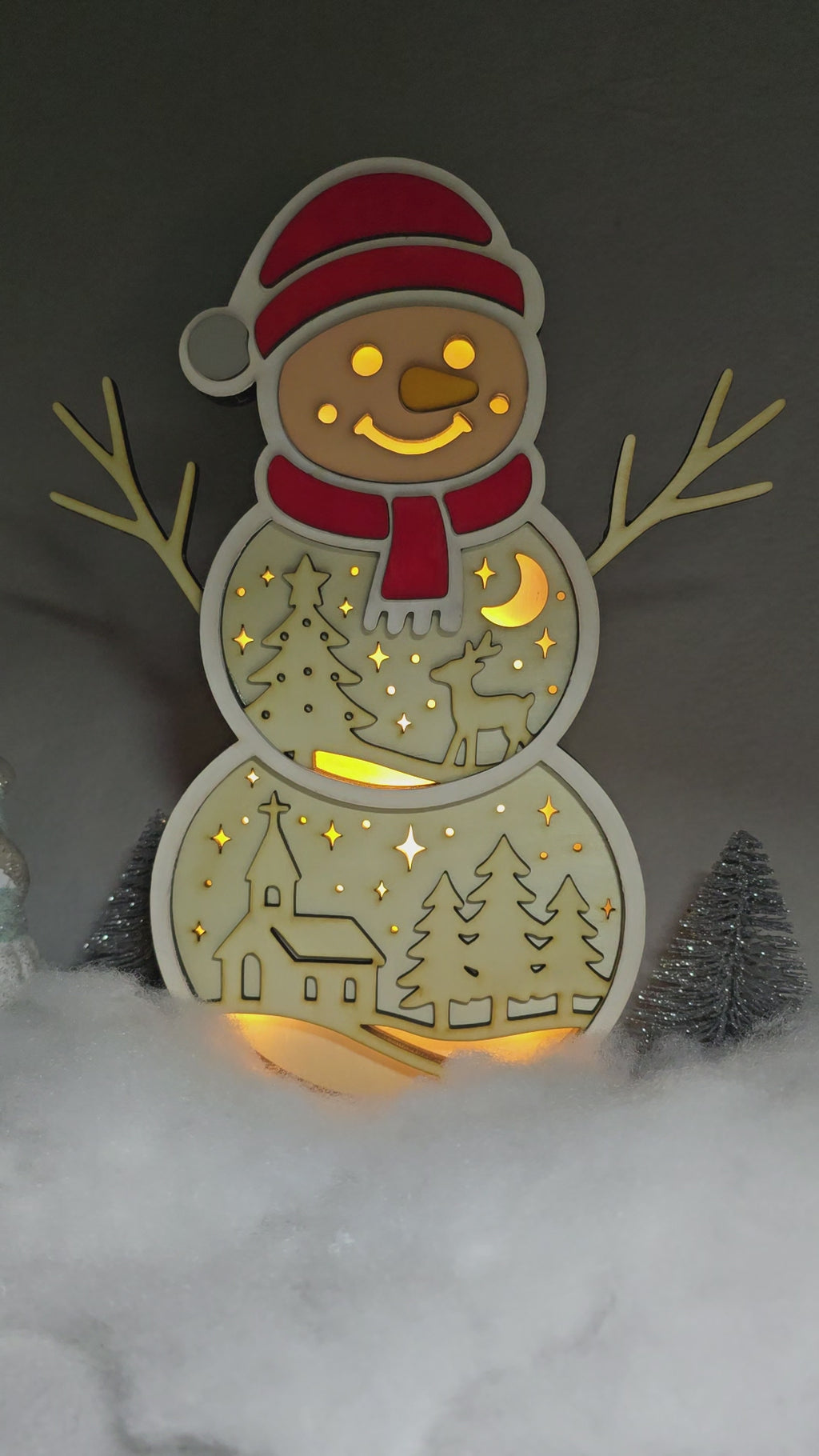 LED Schneemann „Winterzauber“ – Leuchtende Weihnachtsdeko aus Holz