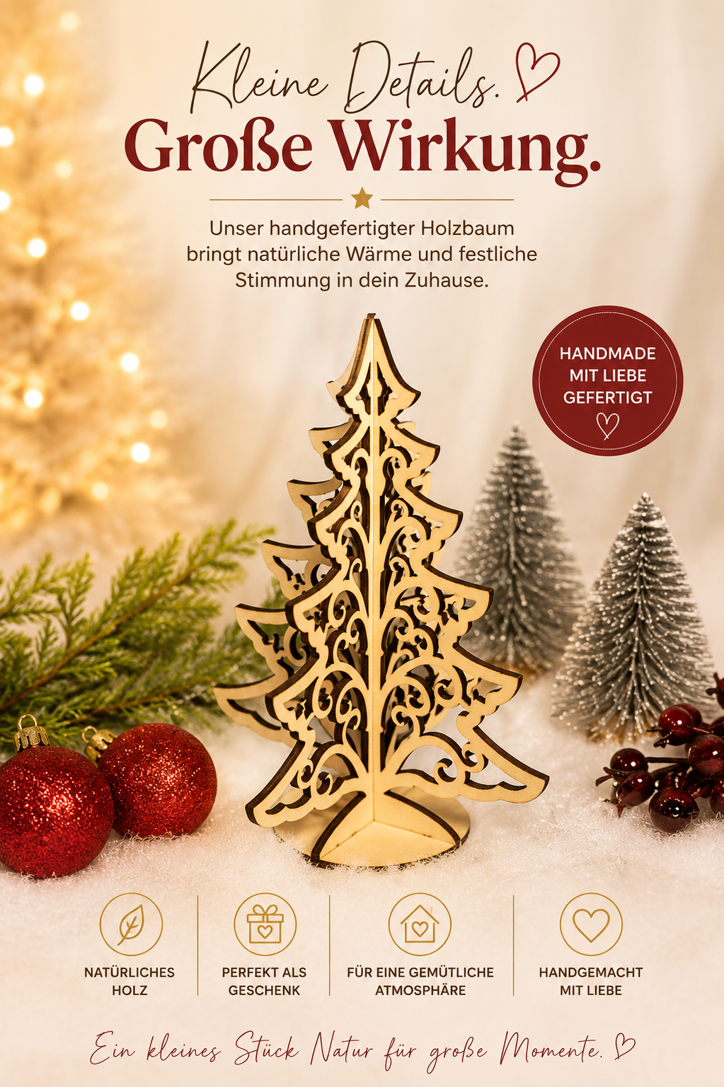 Weihnachtsbaum aus Holz – Handgefertigte Winterdeko im filigranen Design