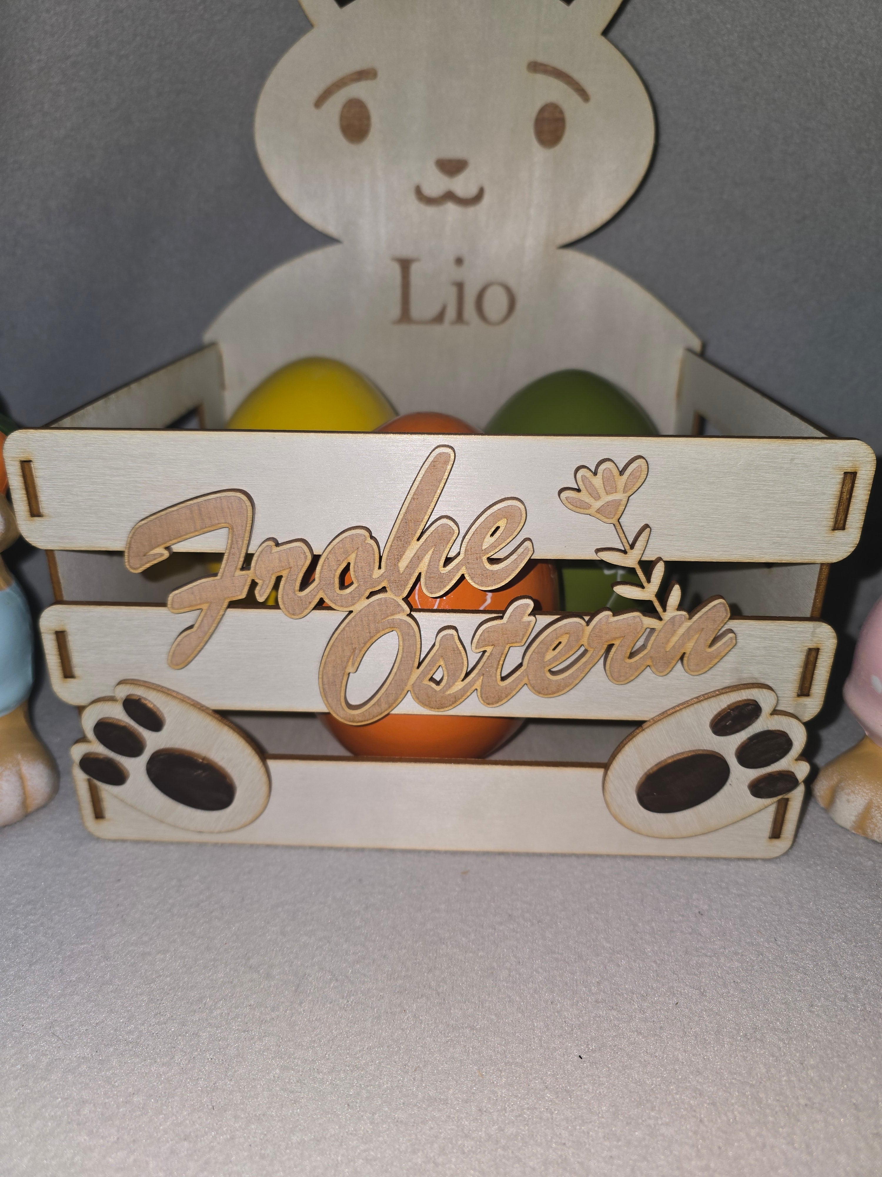 Personalisierter Osterhase aus Holz – Osterkorb mit Name | Frohe Ostern | 22×35 cm