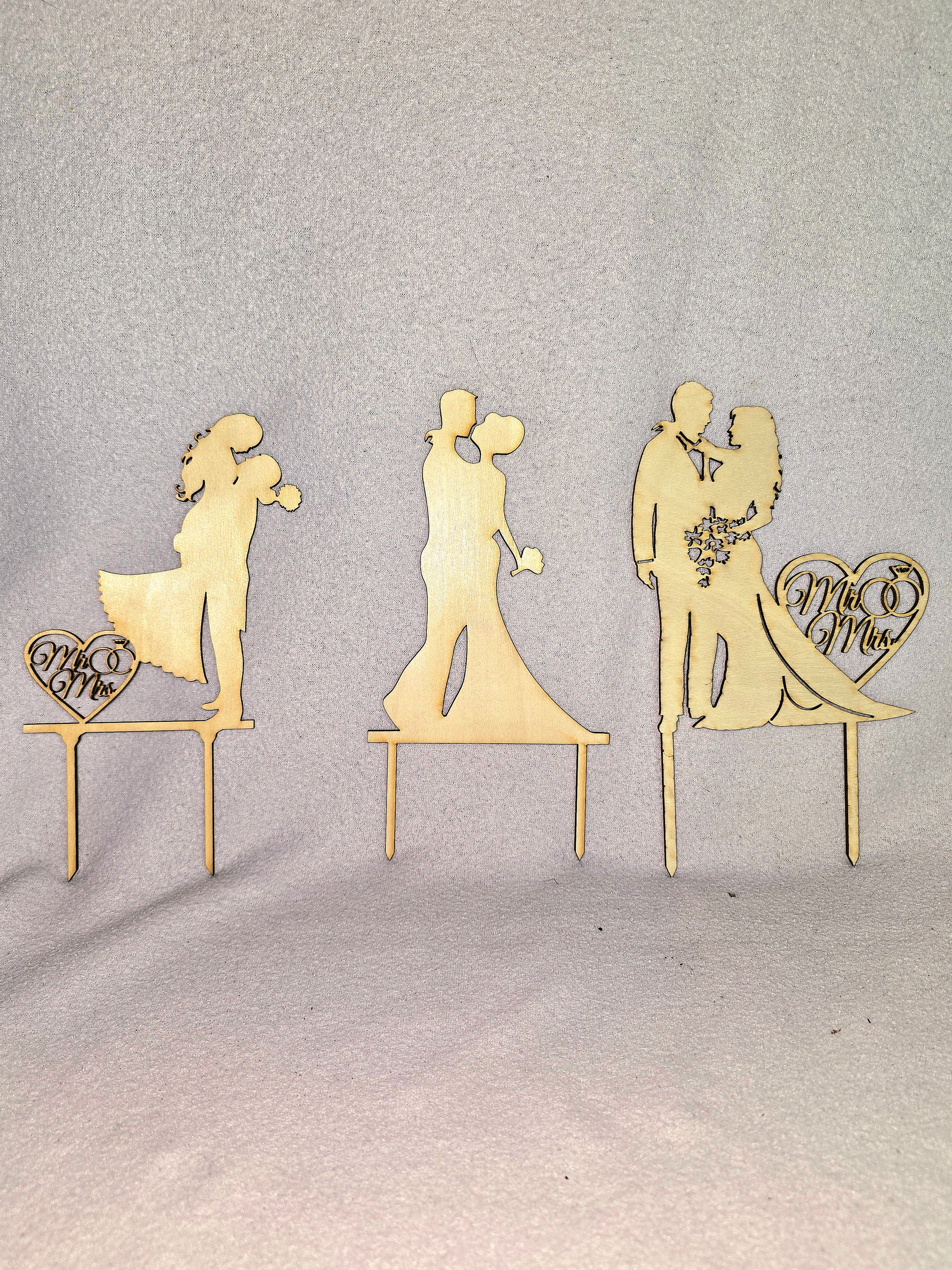 Hochzeit Cake Topper aus Holz – 6 Motive wählbar – Mr & Mrs / Love – Handgefertigt