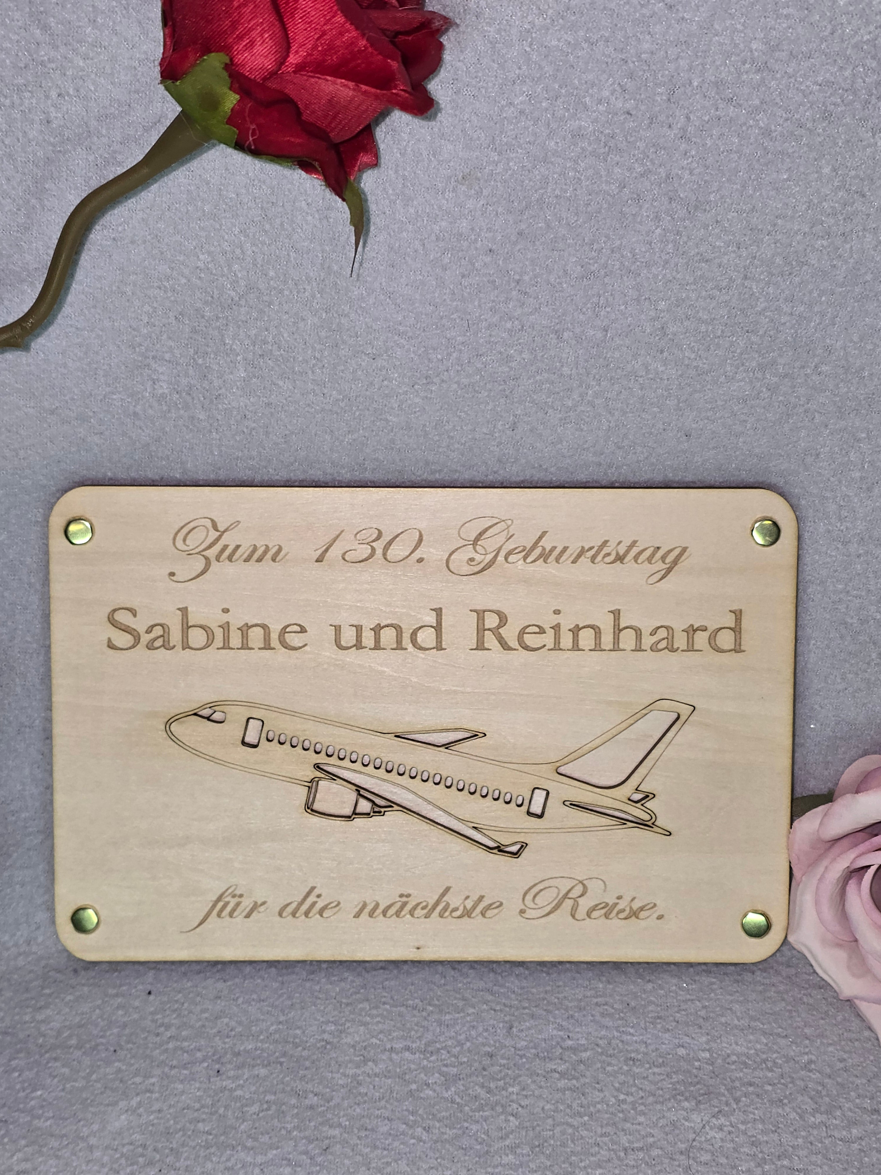 Personalisierte Geldkarte aus Holz – Geschenk zum Geburtstag, Jubiläum oder Reise | Graviert & individuell