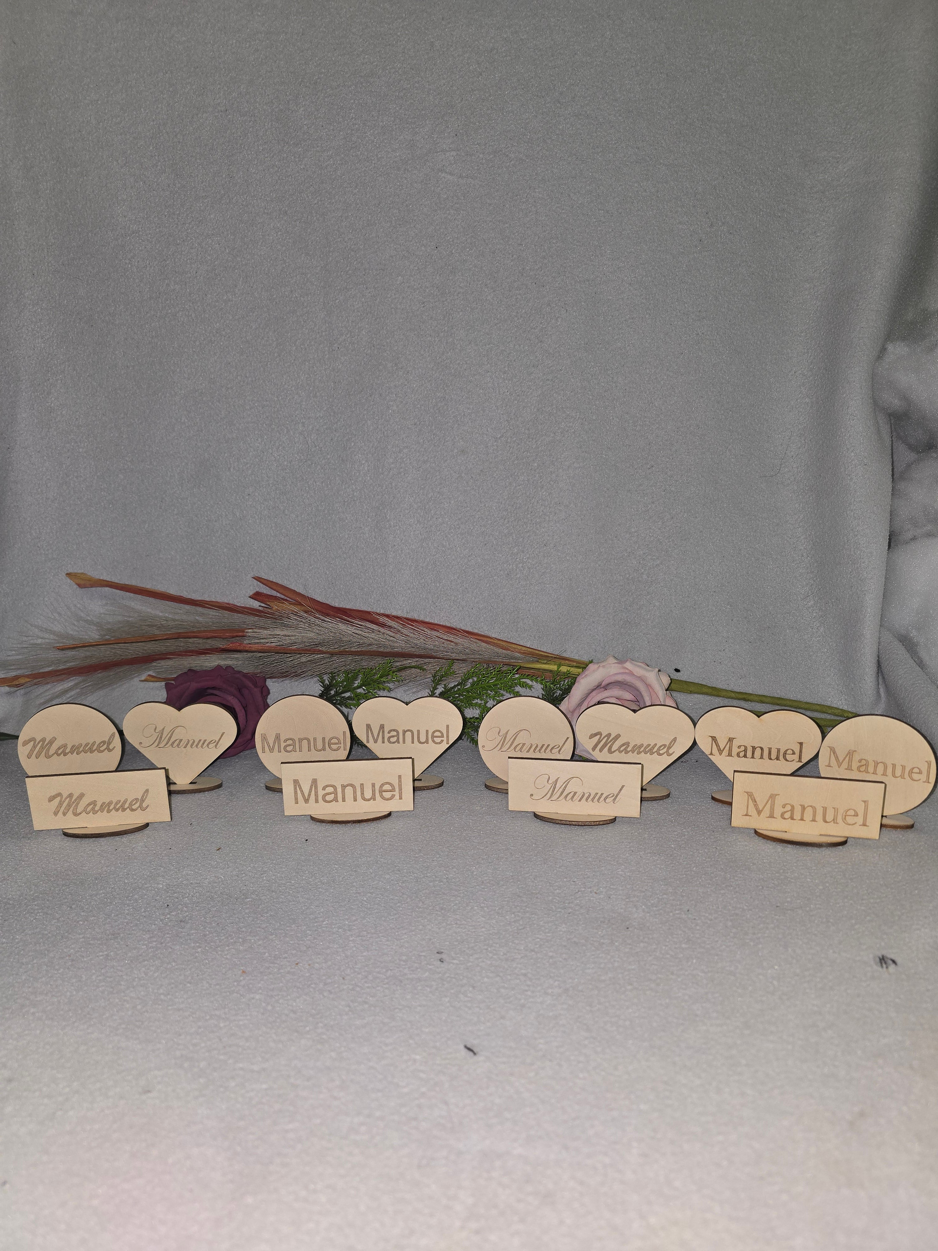 Personalisierte Namensschilder aus Holz | Platzkarten Hochzeit | Tischdeko mit Wunschname