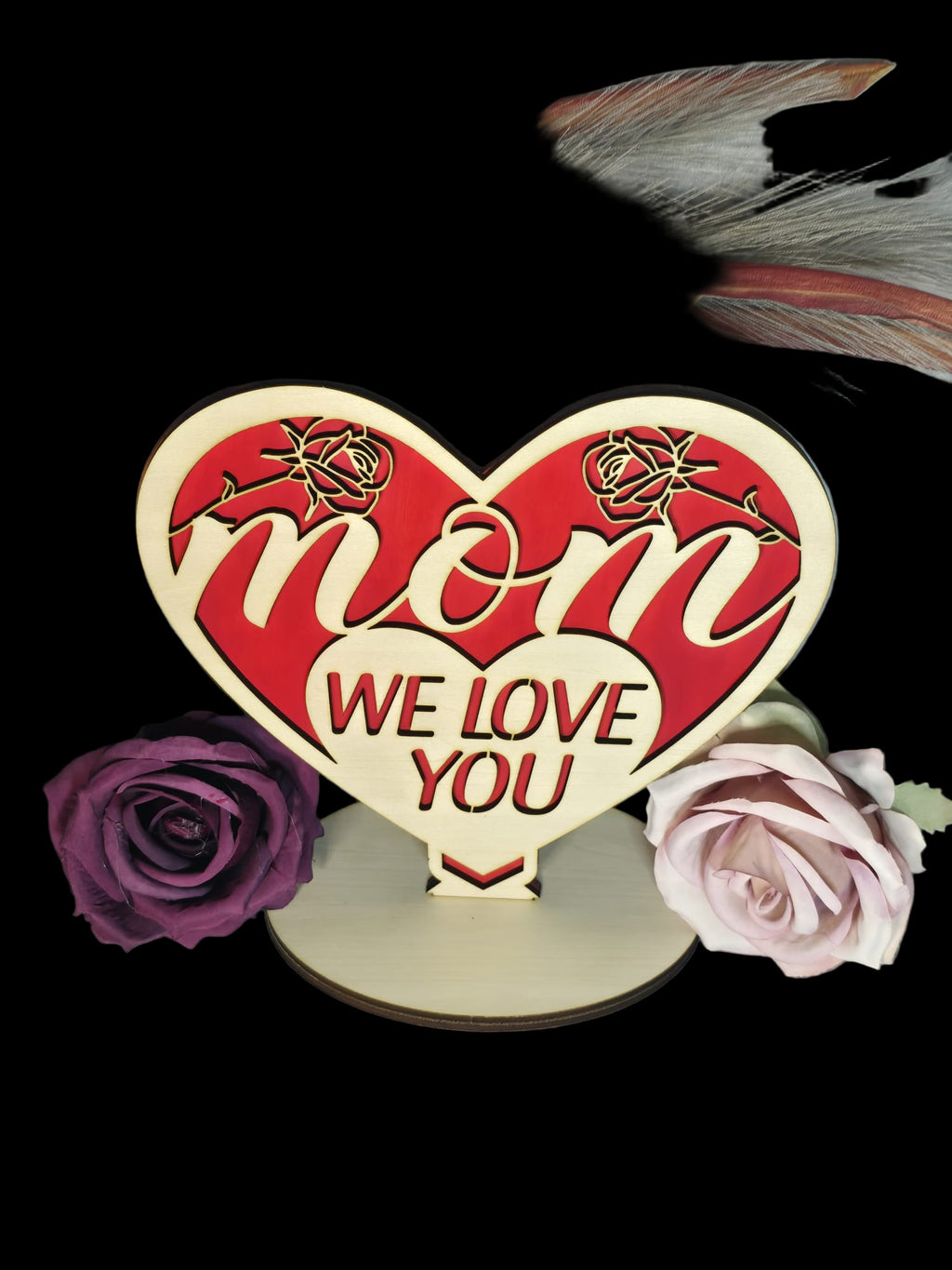 Holz Herz „Mom – We Love You“ | Personalisiertes Geschenk