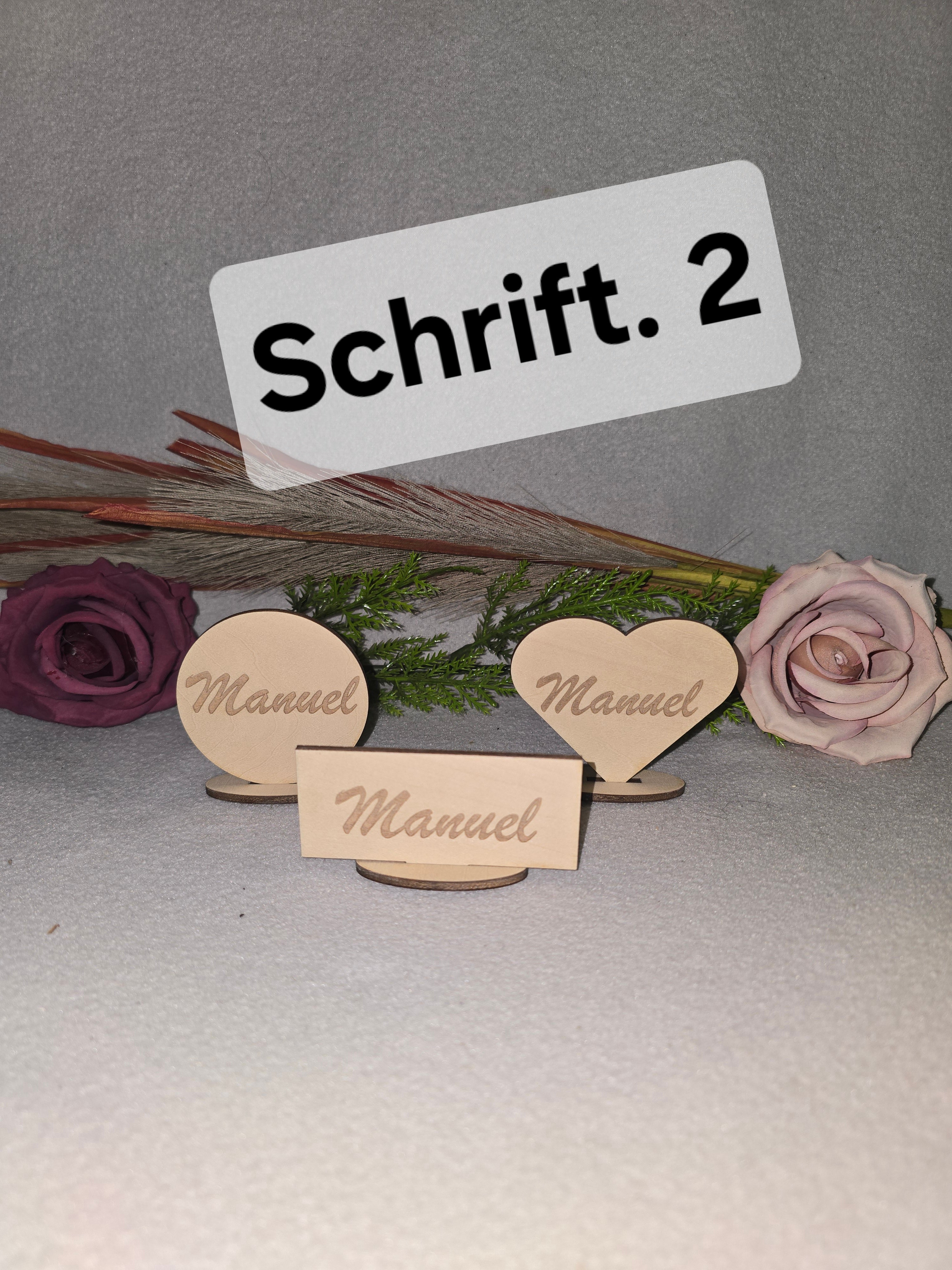 Personalisierte Namensschilder aus Holz | Platzkarten Hochzeit | Tischdeko mit Wunschname