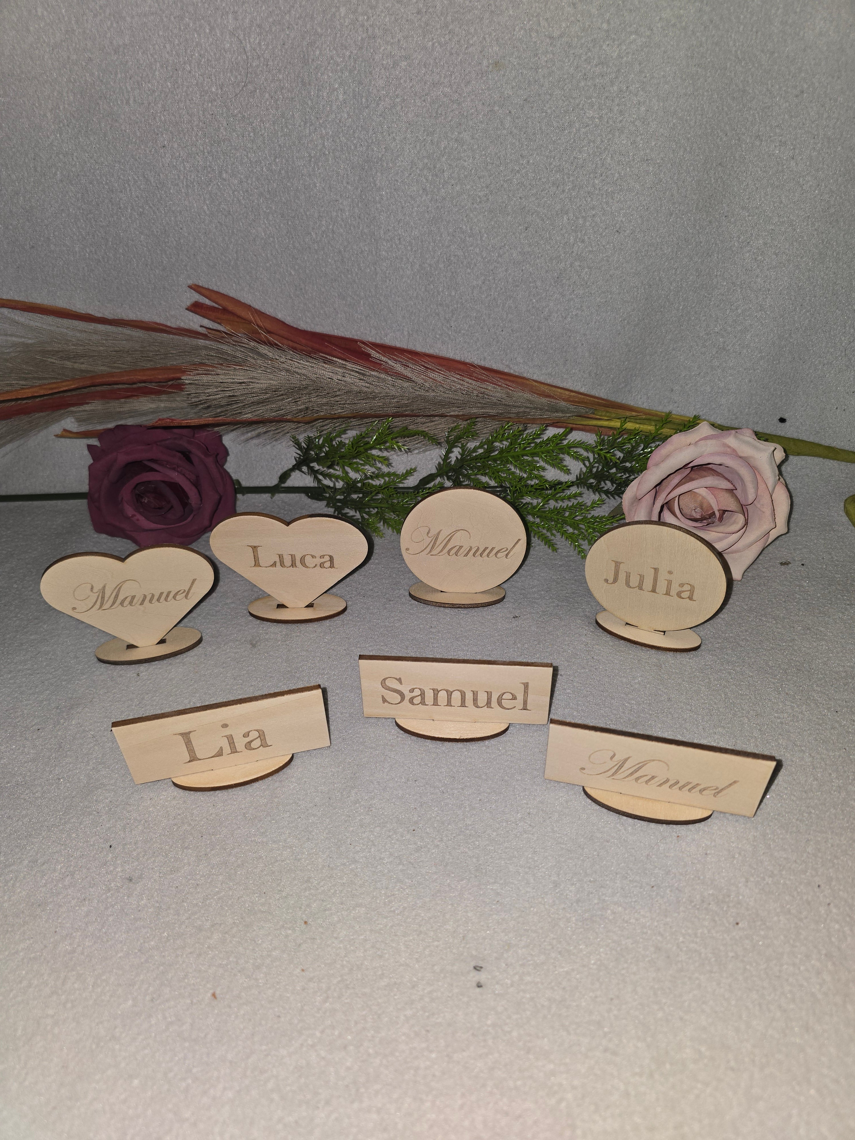 Personalisierte Namensschilder aus Holz | Platzkarten Hochzeit | Tischdeko mit Wunschname