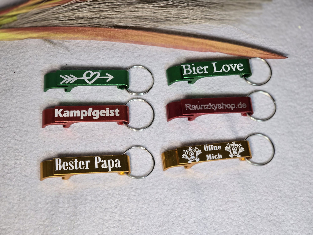 5er-Set personalisierte Flaschenöffner mit Gravur – Aluminium Schlüsselanhänger