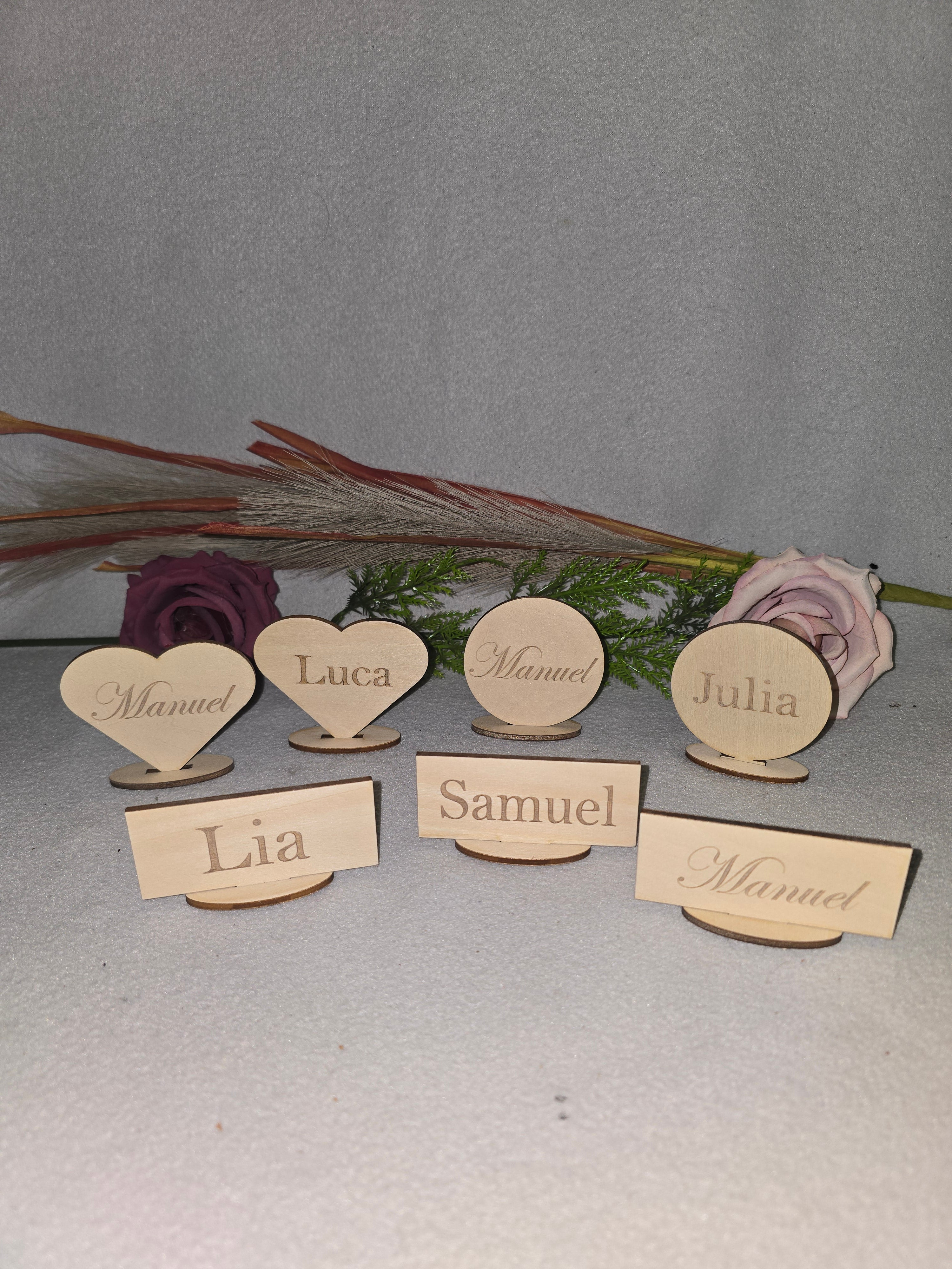 Personalisierte Namensschilder aus Holz | Platzkarten Hochzeit | Tischdeko mit Wunschname