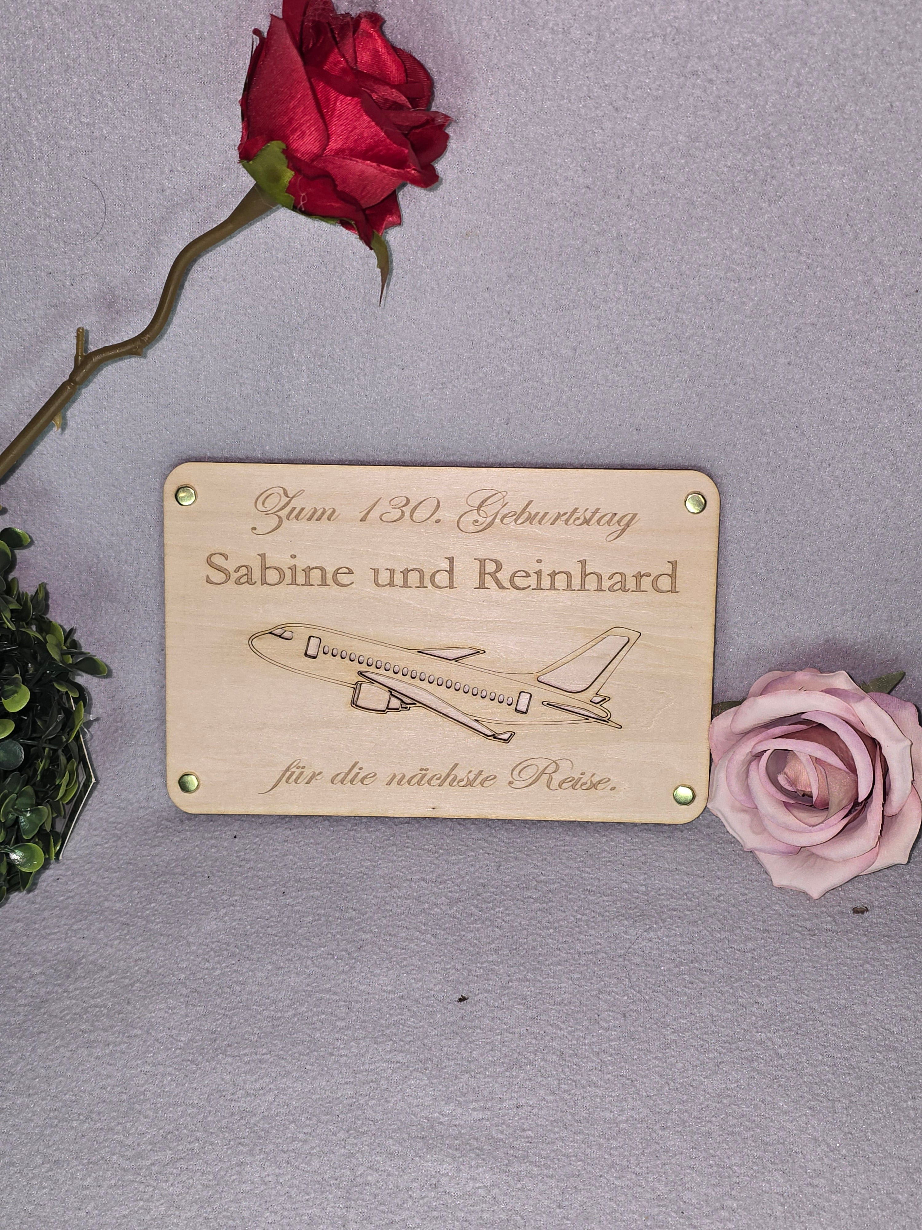 Personalisierte Geldkarte aus Holz – Geschenk zum Geburtstag, Jubiläum oder Reise | Graviert & individuell