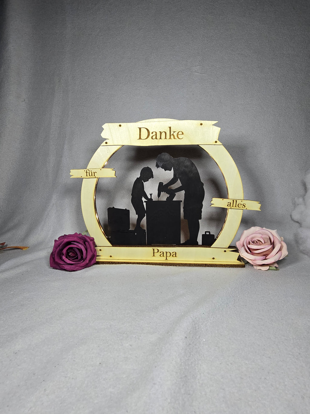 LED Deko „Danke Papa“ – Geschenk mit 3 Lichtmodi (Dauerlicht & Blinkfunktion)